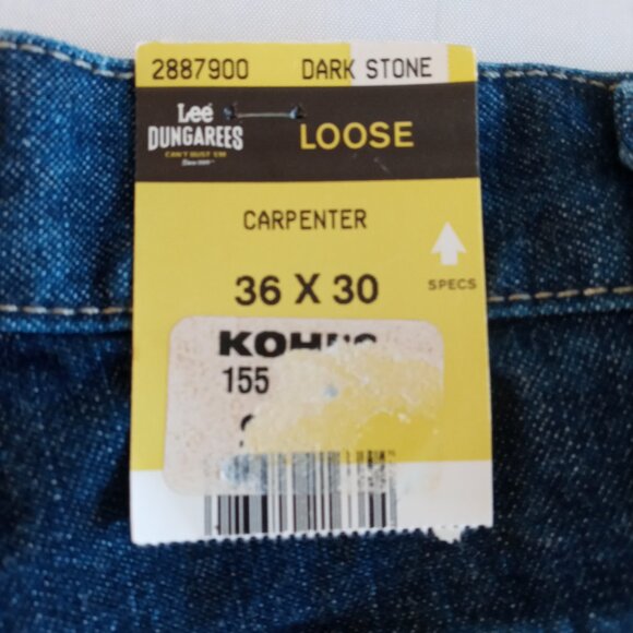 Vtg Lee dark Wash loose fit Blue Denim Carpenter jeans size in description NWT - Picture 3 of 15